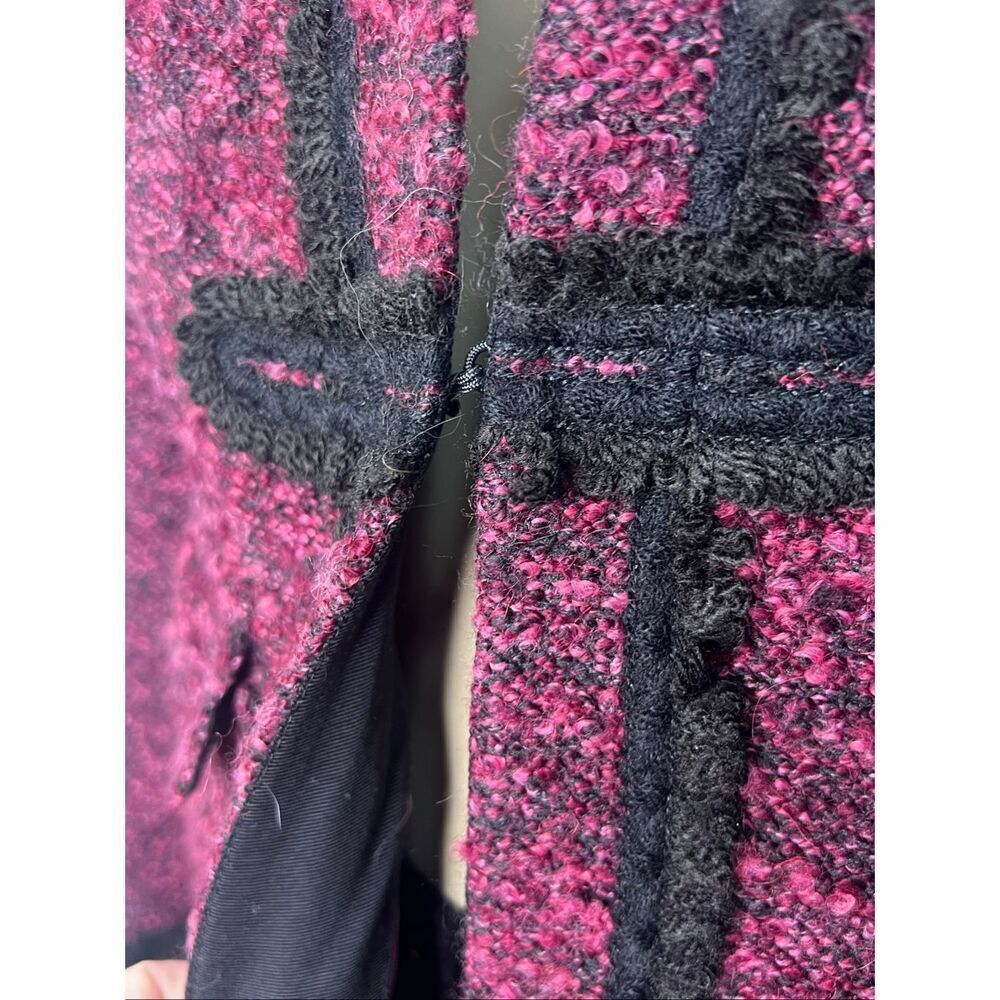 Nanette Lepore Womens Magenta Black Tweed Open Front Blazer Jacket Size 10 - Picture 4 of 9